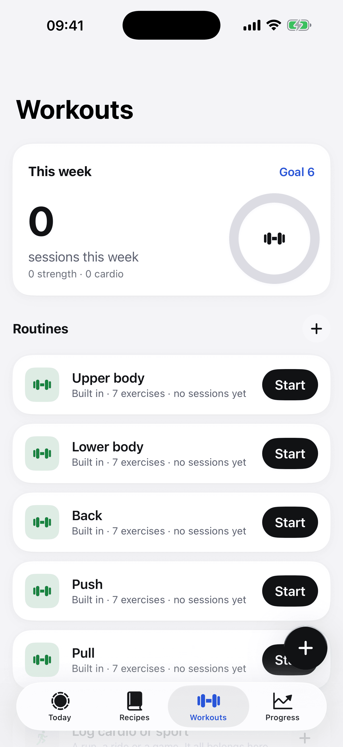 Built-in routines, and where a workout from a coach lands.